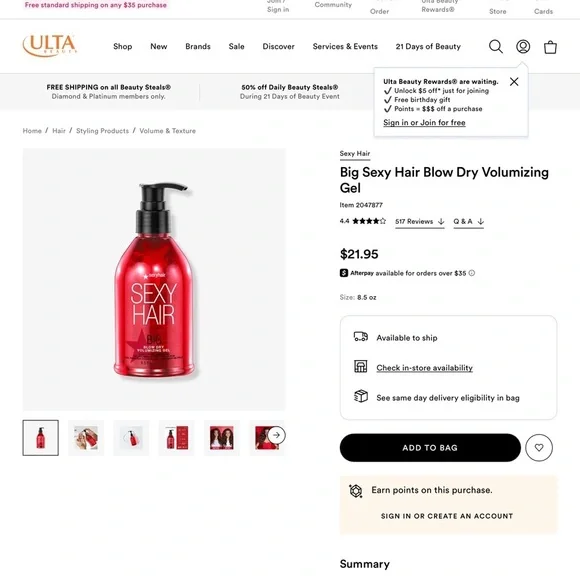 Sexy Hair Big Blow Dry Volumizing Gel - Red - Picture 7 of 10